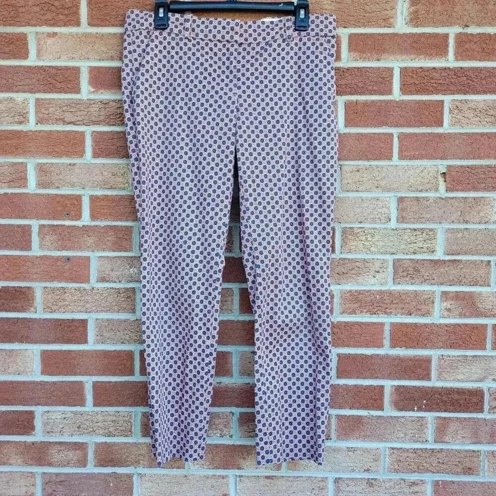J. Crew Cafe Capri Pants Women's Size 6 Blue Floral Pockets
